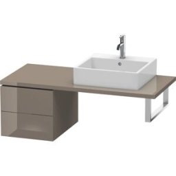 Duravit L-Cube meuble bas LC583608989 42 x 54,7 cm, gris flanelle brillant, pour console, 2 tiroirs