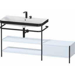 Combinaison lavabo pour meuble Duravit Happy D.2 Plus HP4753E9797 160 x 49 cm, 2 trous pour robinetterie, finition bleu clair satiné, avec console en métal