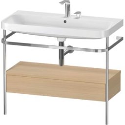 Duravit Happy D.2 Plus combinaison lavabo pour meuble HP4843E7171 97,5 x 49 cm, 2 trous pour robinetterie, chêne méditerranéen, avec console en métal