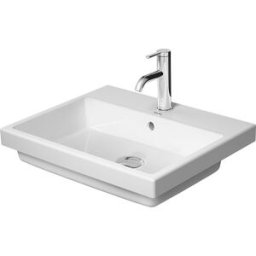 Duravit Vero Air lavabo 03835500601 55x45,5cm installation par le dessus, avec trop-plein, avec plage de robinetterie, sans trou pour robinetterie, blanc WonderGliss