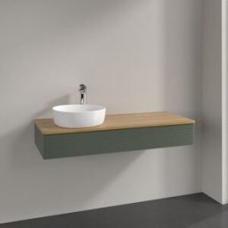 Villeroy und Boch Meuble sous-vasque Villeroy et Boch Antao K11111HL 120x19x50cm, plan vasque couleur chêne miel, laqué mat vert feuille
