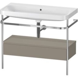 Combinaison lavabo pour meuble Duravit Happy D.2 Plus HP4843N9292 97,5 x 49 cm, sans trou pour robinetterie, finition satinée gris pierre, avec console en métal