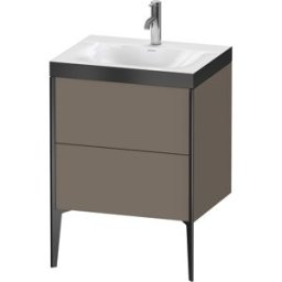 Duravit XViu Table de toilette XV4709OB290P 60x48cm, 2 2000 - out, Match2 trou de coulée, noir mat, Cadres P, flanelle gris mat de soie