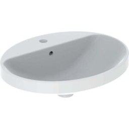 Geberit VariForm bassin 500721012 55x45cm, avec plage de robinetterie, trop - plein, de forme ovale, blanc