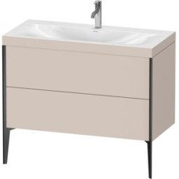 Duravit XViu Table de toilette XV4711OB291C 100x48cm, 2 2000 - out, Match2 trou de coulée, noir mat, Cadres C, taupe mat