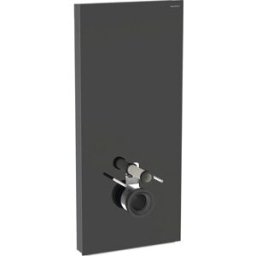 Module WC suspendu Geberit Monolith 131031SJ6 hauteur 114cm, façade en verre noir, côté en aluminium chromé noir