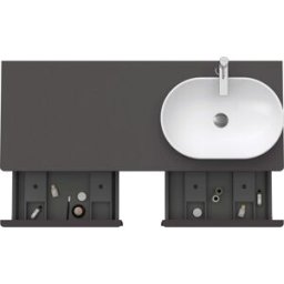 Duravit D-Neo DE4950R4949 140 x 55 cm, Graphite Mat , suspendu, 801 , console 2000 , vasque à droite