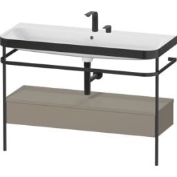 Duravit Happy D.2 Plus combinaison lavabo pour meuble HP4744E92920000 117,5x49cm, avec console en métal, 2 trous pour robinetterie, gris pierre satiné mat