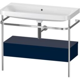 Combinaison lavabo pour meuble Duravit Happy D.2 Plus HP4843N9898 97,5 x 49 cm, sans trou pour robinetterie, finition satinée bleu nuit, avec console en métal