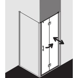 Kermi porte pliante Liga pour panneau latéral LI2SR080201PK 80x200cm, argent mat brillant, verre de sécurité trempé transparent, à droite, sur receveur de douche
