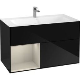 Villeroy und Boch Villeroy et Boch Finion Villeroy et Boch G030HHPH 99,6x59,1cm, éclairage mural, étagère à gauche Sand Matt Lacquer , Glossy Black Lacquer