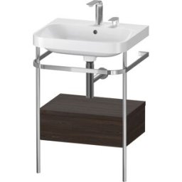 Combinaison lavabo pour meuble Duravit Happy D.2 Plus HP4840E6969 57,5 x 49 cm, 2 trous pour robinetterie, noyer brossé, avec console en métal