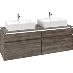 Villeroy und Boch Legato Villeroy et Boch vasque B677L0RK 160x55x50cm, pour 2 Lavabos , avec éclairage LED, Stone Oak
