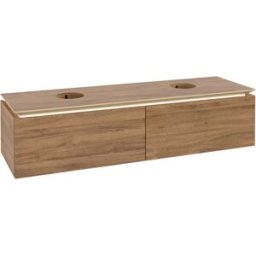 Villeroy und Boch Legato Villeroy et Boch vasque B676L0RH 160x38x50cm, pour 2 Lavabos , avec éclairage LED, Kansas Oak