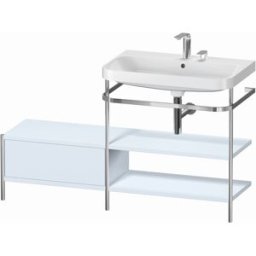 Combinaison lavabo pour meuble Duravit Happy D.2 Plus HP4847E9797 140 x 49 cm, 2 trous pour robinetterie, finition satinée bleu clair, avec console en métal