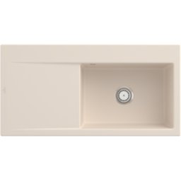 Villeroy und Boch Évier encastrable Villeroy et Boch Subway Style 60 336101FU vasque à droite, garniture de vidange avec commande manuelle, 1000 x 510 mm, Ivoire