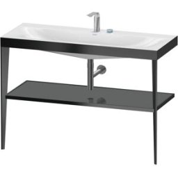 Duravit XViu vasque combinaison XV4717EB289 120 x 48 cm, 2 trous pour robinetterie, gris flanelle brillant, avec console en métal, noir mat