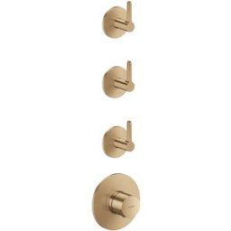 Module thermostatique encastré hansgrohe AXOR One 48723140, 3 sorties, avec poignée à levier, bronze brossé
