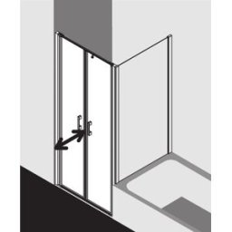 Kermi Liga porte battante en niche LIPTD09018VAK 90x185cm, argent brillant, verre de sécurité trempé transparent, sur receveur de douche