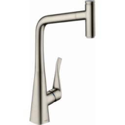 Hansgrohe Metris Select 320 mélangeur de cuisine 14884800 Inox optique, pivotant, extractible. Bec