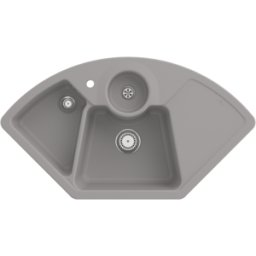 Villeroy und Boch Villeroy et Boch Solo Eck évier d'angle 670801KD garniture de vidange , fonctionnement manuel, restes de cuve, Fossil