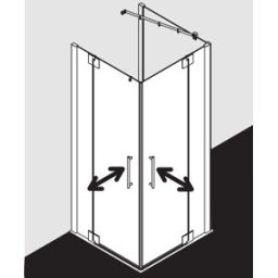 Kermi porte battante d'entrée d' Pasa XP avec panneau fixe PXEPL09320VAK 93x200cm, argent brillant, verre de sécurité trempé transparent, demi-partie gauche, sur la zone de douche