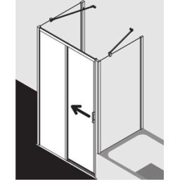 Kermi porte Liga 2 pcs. sans plancher avec champ fixe LID2L140201AK 136-141x200cm, brillant argent mat, verre de sécurité trempé, gauche, sur receveur de douche