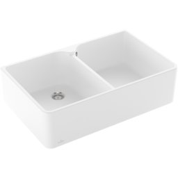 Villeroy und Boch Villeroy et Boch garniture de vidange 2 bacs 638001RW match0 à commande manuelle, blanc pierre