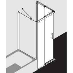 Kermi Pega porte d' Pega Kermi coulissante 2 pièces sans sol PEC2L09020VYK 90x200cm, verre de sécurité trempé brillant argenté SR Opaco Clean, gauche, sur receveur de douche