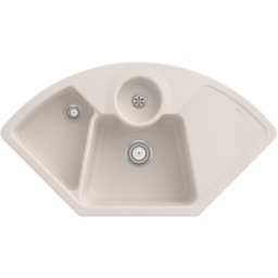 Villeroy und Boch Villeroy et Boch Solo Eck évier d'angle 670801KR garniture de vidange , commande manuelle, restes de cuve, crème