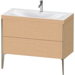 Duravit XViu Table de toilette XV4711OB112C 100x48cm, 2 2000 - out, Match2 trou de coulée, champagne mat, Cadres C, chêne brossé