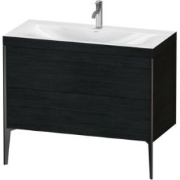 Duravit XViu Table de toilette XV4711OB216C 100x48cm, 2 2000 - out, match3 trou de coulée, noir mat, Cadres C, Eiche schwarz