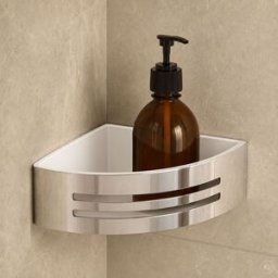 Panier de douche d'angle AquaCraft 400 40000100-00 insert blanc amovible, chromé