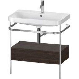 Combinaison lavabo pour meuble Duravit Happy D.2 Plus HP4842O6969 77,5 x 49 cm, 1 trou pour robinetterie, noyer brossé, avec console en métal