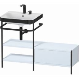 Combinaison lavabo pour meuble Duravit Happy D.2 Plus HP4750E9797 120 x 49 cm, 2 trous pour robinetterie, finition satinée bleu clair, avec console en métal