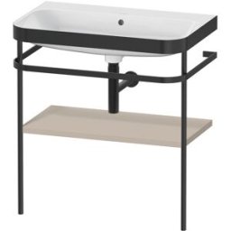 Combinaison de vanité Duravit Happy D.2 Plus HP4737N6060 77,5 x 49 cm, sans trou pour robinetterie, finition taupe satinée, avec console en métal