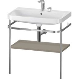 Duravit Happy D.2 Plus combinaison lavabo pour meuble HP4837E9292 77,5 x 49 cm, 2 trous pour robinetterie, finition gris pierre satiné, avec console en métal