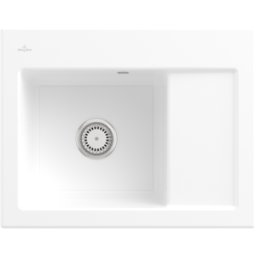 Villeroy und Boch Villeroy et Boch Subway 45 Évier compact à encastrer 331201R1 gauche, avec garniture de vidage , commande manuelle, 650 x 510 mm, blanc alpin CeramicPlus