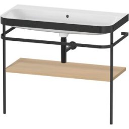 Duravit Happy D.2 Plus combinaison lavabo pour meuble HP4738N7171 97,5 x 49 cm, sans trou pour robinetterie, chêne méditerranéen, avec console en métal