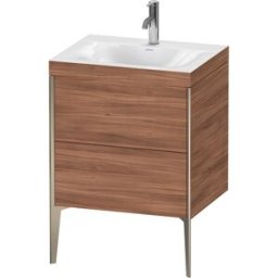 Duravit XViu Table de toilette XV4709OB179C 60x48cm, 2 2000 - out, Match2 trou de coulée, champagne mat, Cadres C, noyer naturel