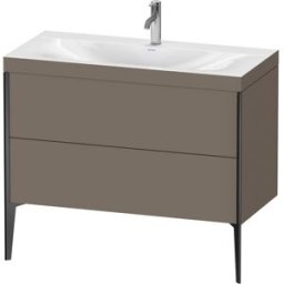 Duravit XViu Table de toilette XV4711OB290C 100x48cm, 2 2000 - out, Match2 trou de coulée, noir mat, Cadres C, flanelle gris mat de soie