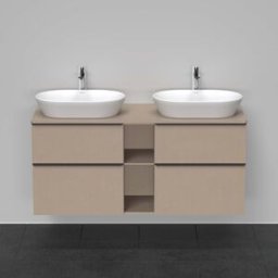 Duravit D-Neo sous-lavabo DE4970B7575 140 x 55 cm, Lin , suspendu, 4 tiroirs, console 2000 , vasque des deux côtés