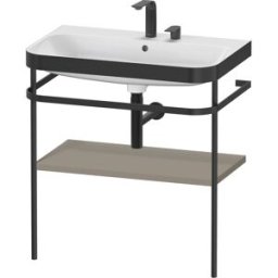 Duravit Happy D.2 Plus combinaison lavabo pour meuble HP4737E9292 77,5 x 49 cm, 2 trous pour robinetterie, finition gris pierre satiné, avec console en métal