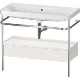 Combinaison lavabo pour meuble Duravit Happy D.2 Plus HP4843N3939 97,5 x 49 cm, sans trou pour robinetterie, blanc , avec console en métal