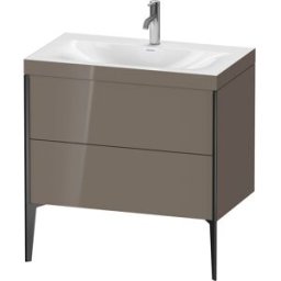 Duravit XViu Table de toilette XV4710OB289C 80x48cm, 2 2000 - out, Match2 trou de coulée, noir mat, Cadres C, flanelle gris brillant