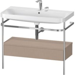 Duravit Happy D.2 Plus combinaison lavabo pour meuble HP4843E7575 97,5 x 49 cm, 2 trous pour robinetterie, lin, avec console en métal