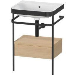 Duravit Happy D.2 Plus combinaison lavabo pour meuble HP4740N7171 57,5 x 49 cm, sans trou pour robinetterie, chêne méditerranéen, avec console en métal