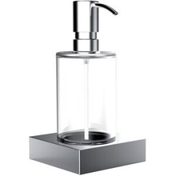 Emco Liaison distributeur de savon liquide 182100102 chrome, verre cristal clair, pompe en métal