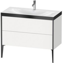 Duravit XViu Table de toilette XV4711OB218P 100x48cm, 2 2000 - out, trou de coulée match3, noir mat, Cadres P, blanc mat