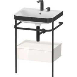 Combinaison lavabo pour meuble Duravit Happy D.2 Plus HP4740E2222 57,5 x 49 cm, 2 trous pour robinet, brillant blanc , avec console en métal